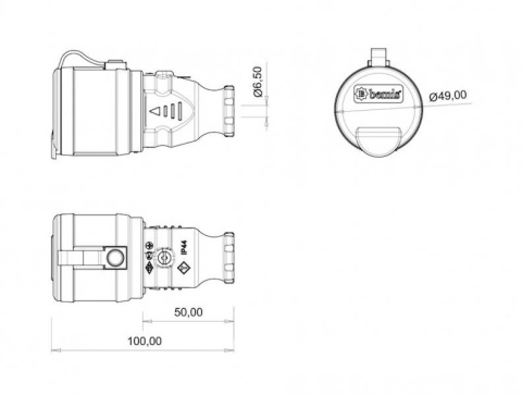 Gniazdo gumowe 16A 2P+Z z klapką XBS IP44