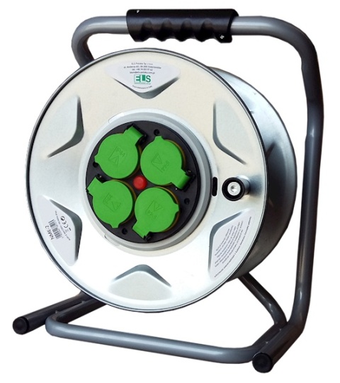 Nawijak metalowy Ø300 na stelażu ze stałym panelem gniazdowym