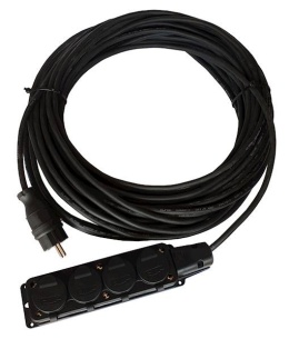 Przedłużacz 1F 30m OW3*2,5 listwa 4 gniazda IP44