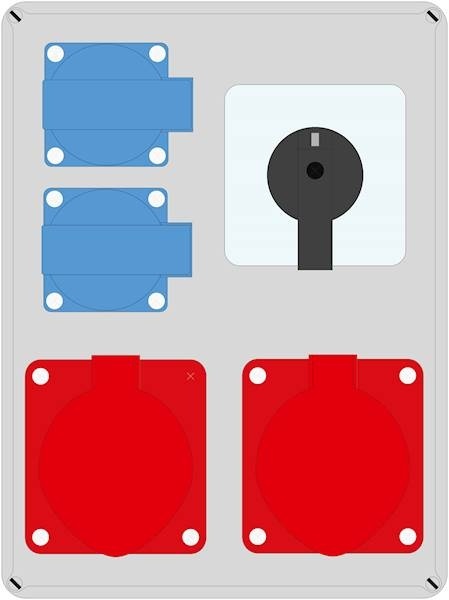 Rozdzielnica ELO 2x16/5 + 2x230V + wyłącznik L-0-P IP44