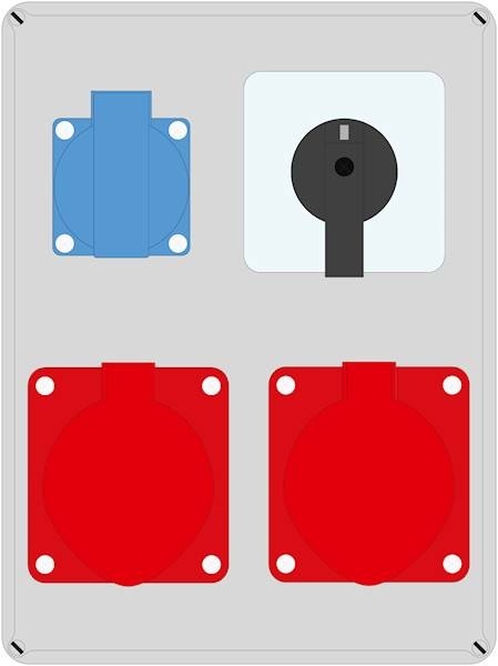 Rozdzielnica ELO 2x32/5 + 1x230V + wyłącznik TRG IP44