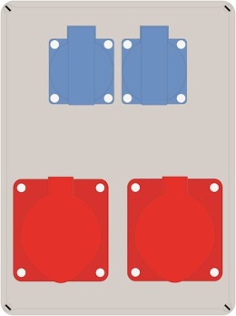 Rozdzielnica ELO 32/4 + 16/4*3x10A + 2x230V*2x10A IP44