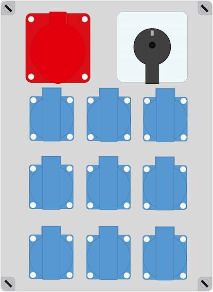 Rozdzielnica ELO 32/4 + 9x230V + wyłącznik L-0-P IP44