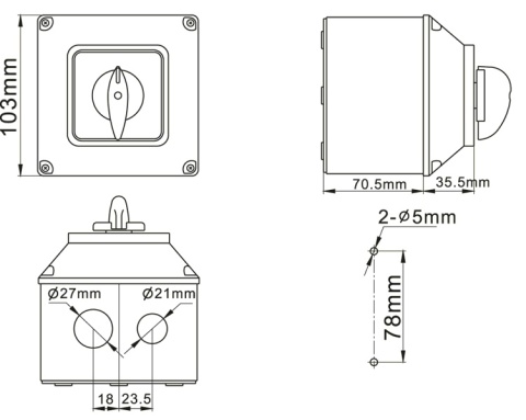 Łącznik Krzywkowy W Obudowie 0-Y-D 25A 3P IP65