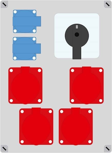 Rozdzielnica ELO 2x32/5 + 2x16/5 + 2x230V + wyłącznik L-0-P
