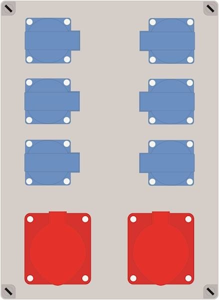 Rozdzielnica ELO 32/4 + 16/4*3x10A + 6x230V*6x10A IP44