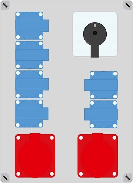 Rozdzielnica ELO 32/5 + 16/5 + 6x230V + wyłącznik TRG IP44