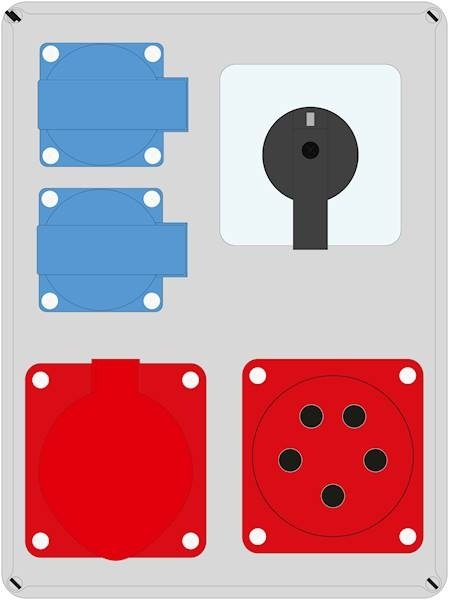 Rozdzielnica ELS wej:16/5 wyj:16/5 + 2x230V + wył. L-0-P IP44
