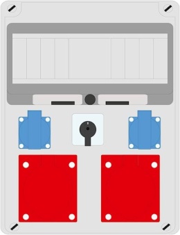 Rozdzielnica PRYMA 11M 2x32/4 + 2x230V + wyłącznik L-0-P IP44