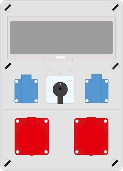 Rozdzielnica PRYMA 12M 2x32/5 + 2x230V + wyłącznik L-0-P IP44