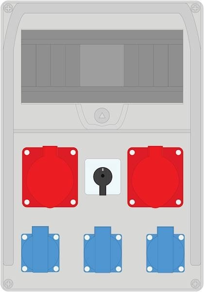 Rozdzielnica PRYMA 11M 2x32/5 + 3x230V + wyłącznik L-0-P IP44