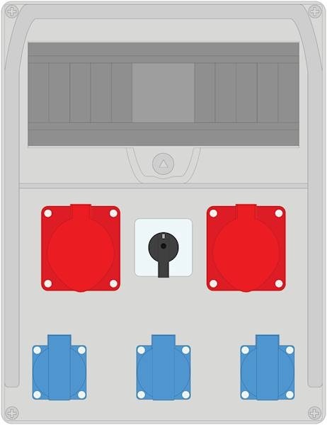 Rozdzielnica PRYMA 13M 2x16/4 + 3x230V + wyłącznik L-0-P IP44
