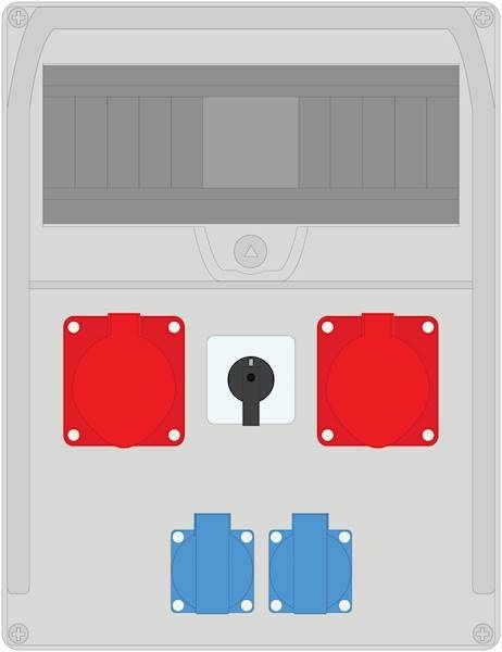 Rozdzielnica PRYMA 13M 2x32/4 + 2x230V + wyłącznik L-0-P IP44