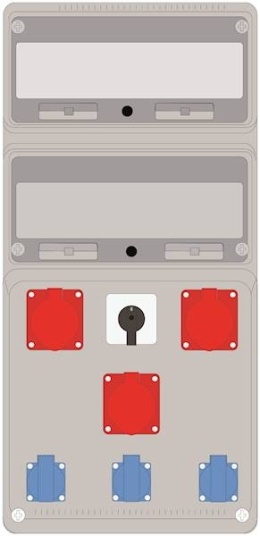 Rozdzielnica PRYMA 32M 2x32/4 + 2x16/4 + 4x230V wył. 0-1 IP44