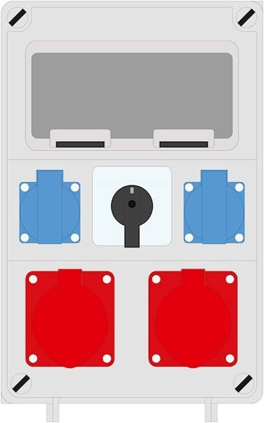 Rozdzielnica PRYMA 9D 2x32/4 + 2x230V + wyłącznik L-0-P IP44