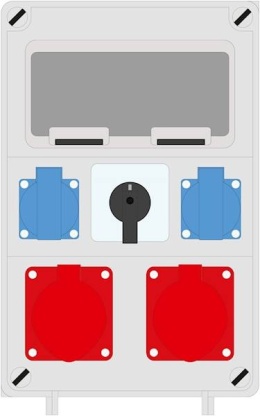 Rozdzielnica PRYMA 9D 2x32/5 + 2x230V + wyłącznik L-0-P IP44